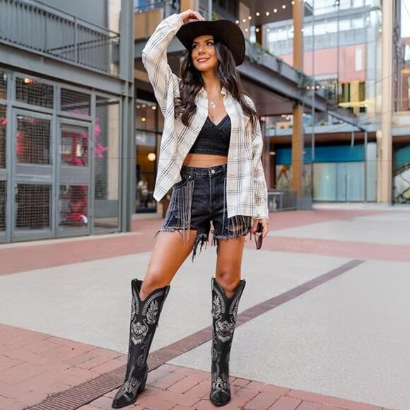 Cowgirl Boots, Glitter Sparkly Rhinestone Western Country Boots w/Classic Embroi - Picture 2 of 6